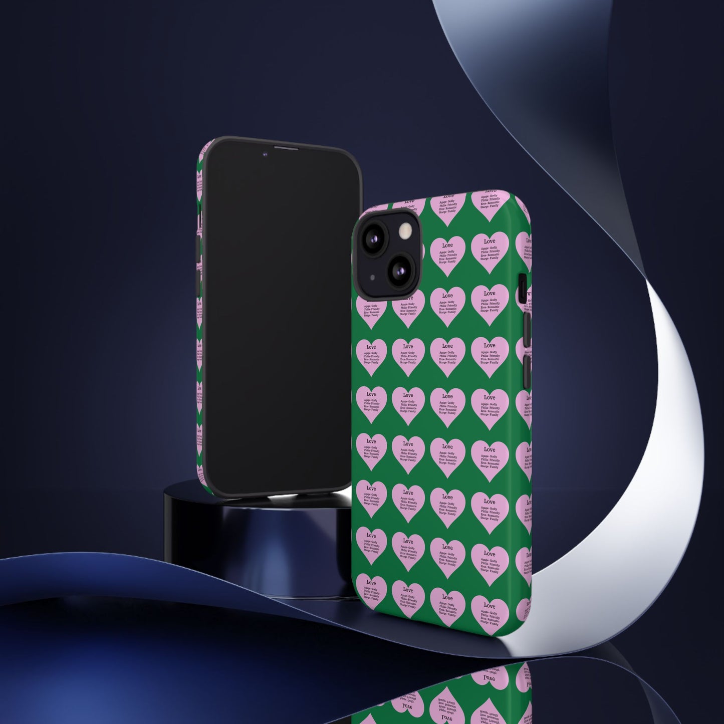 Hearts-A-Flutter Phone Case (iPhone, Google Pixel)(Dark green)