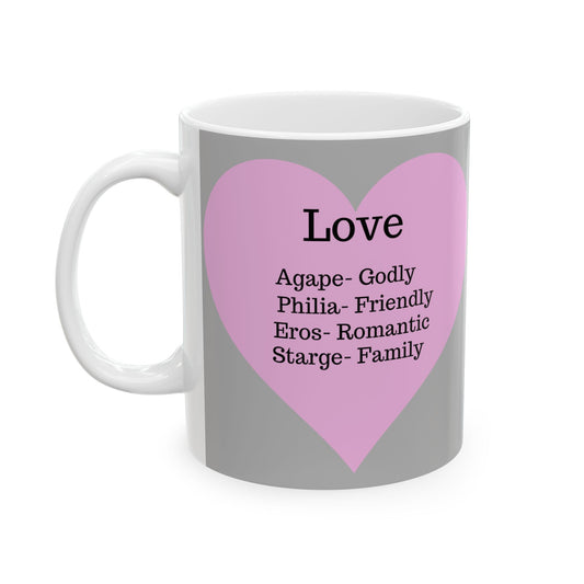 Charming Heart Ceramic Coffee Mug (Light grey)