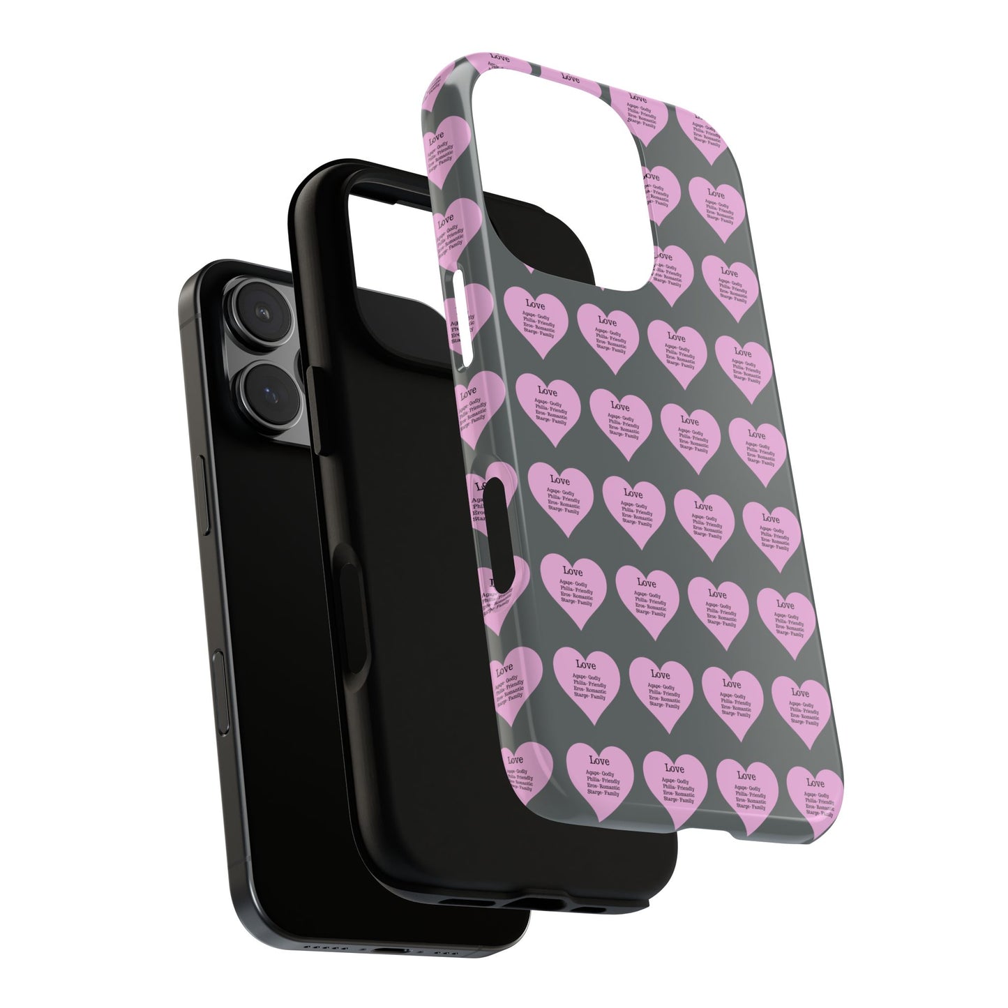 Hearts-A-Flutter Phone Case (iPhone, Google Pixel)(Dark grey)