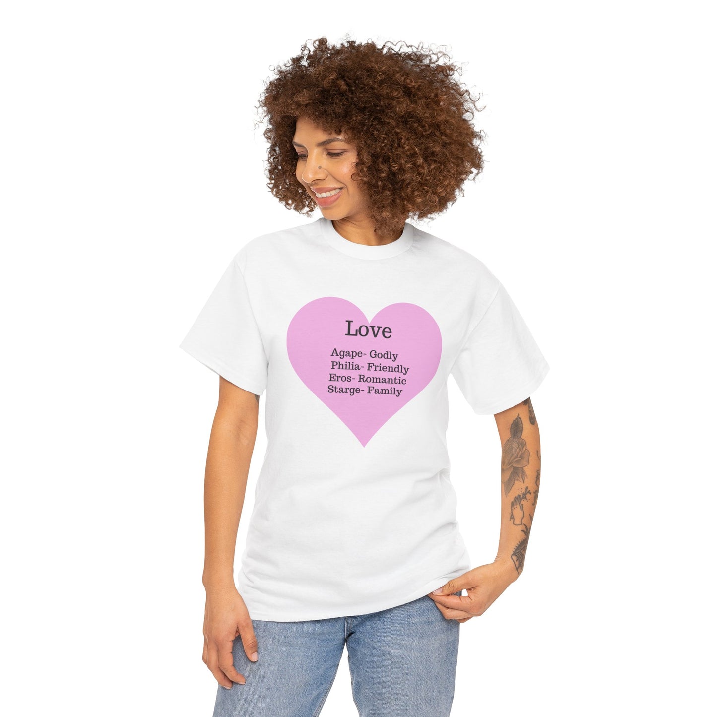 Unisex Love Heart Heavy Cotton T-Shirt - Comfortable Classic Fit Apparel