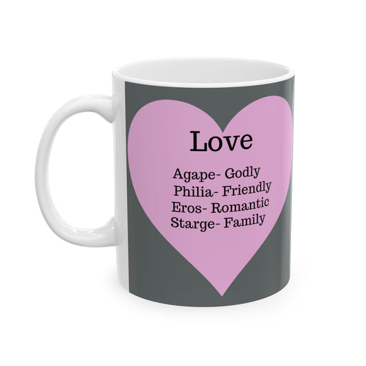 Charming Heart Ceramic Coffee Mug (Dark grey)
