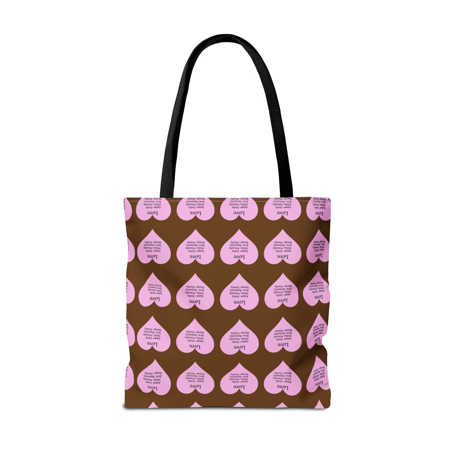 Pink Hearts Tote Bag (Brown)