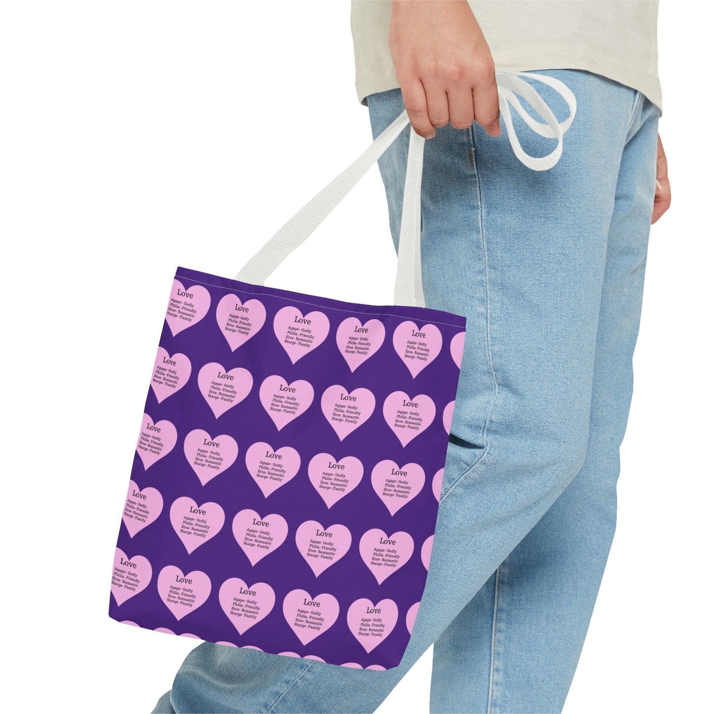 Pink Hearts Tote Bag (Purple)