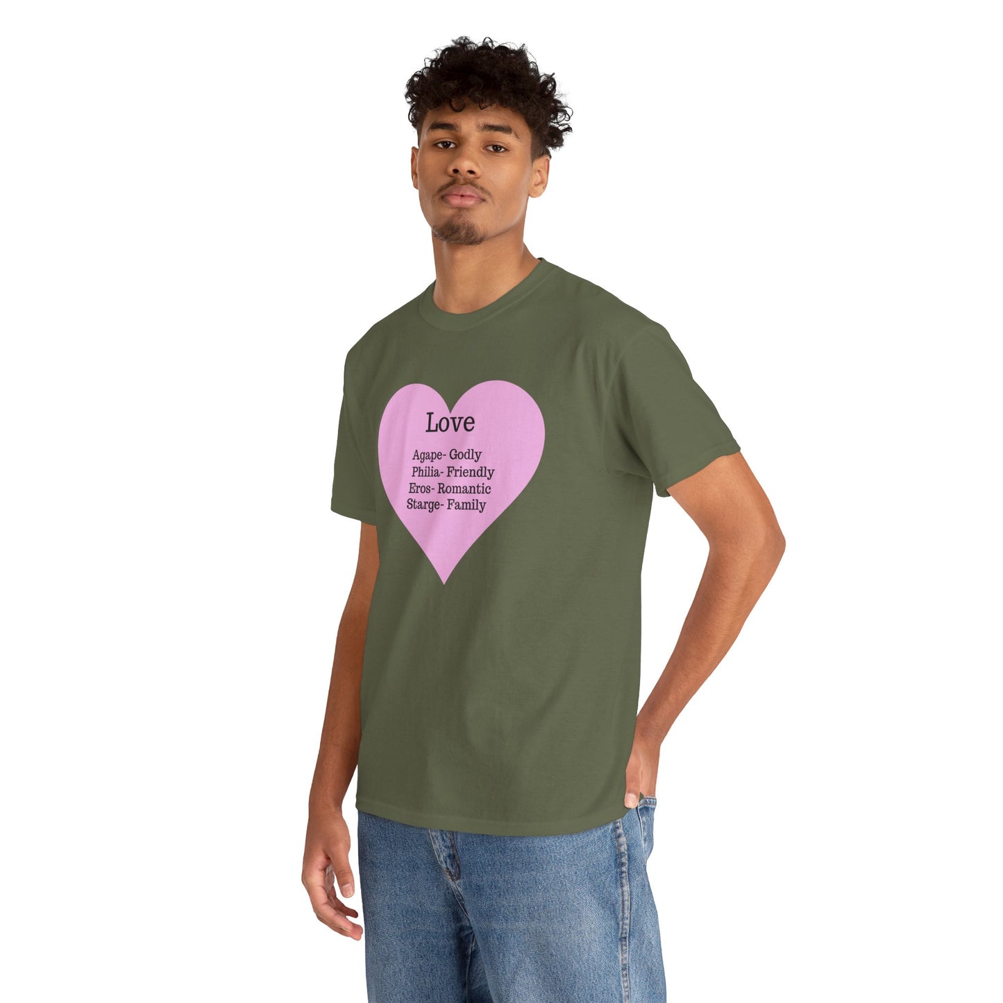 Unisex Love Heart Heavy Cotton T-Shirt - Comfortable Classic Fit Apparel