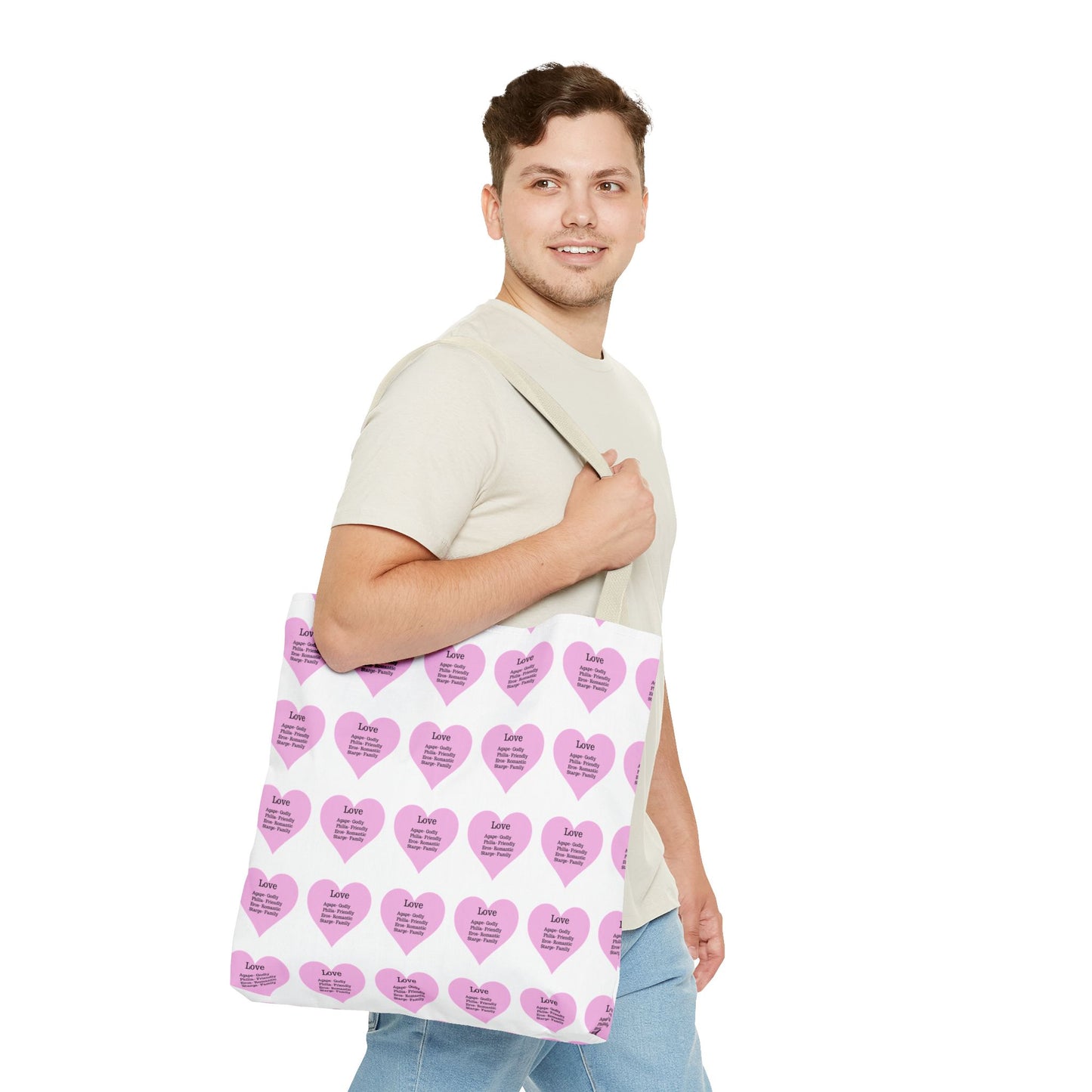 Pink Hearts Tote Bag (White)