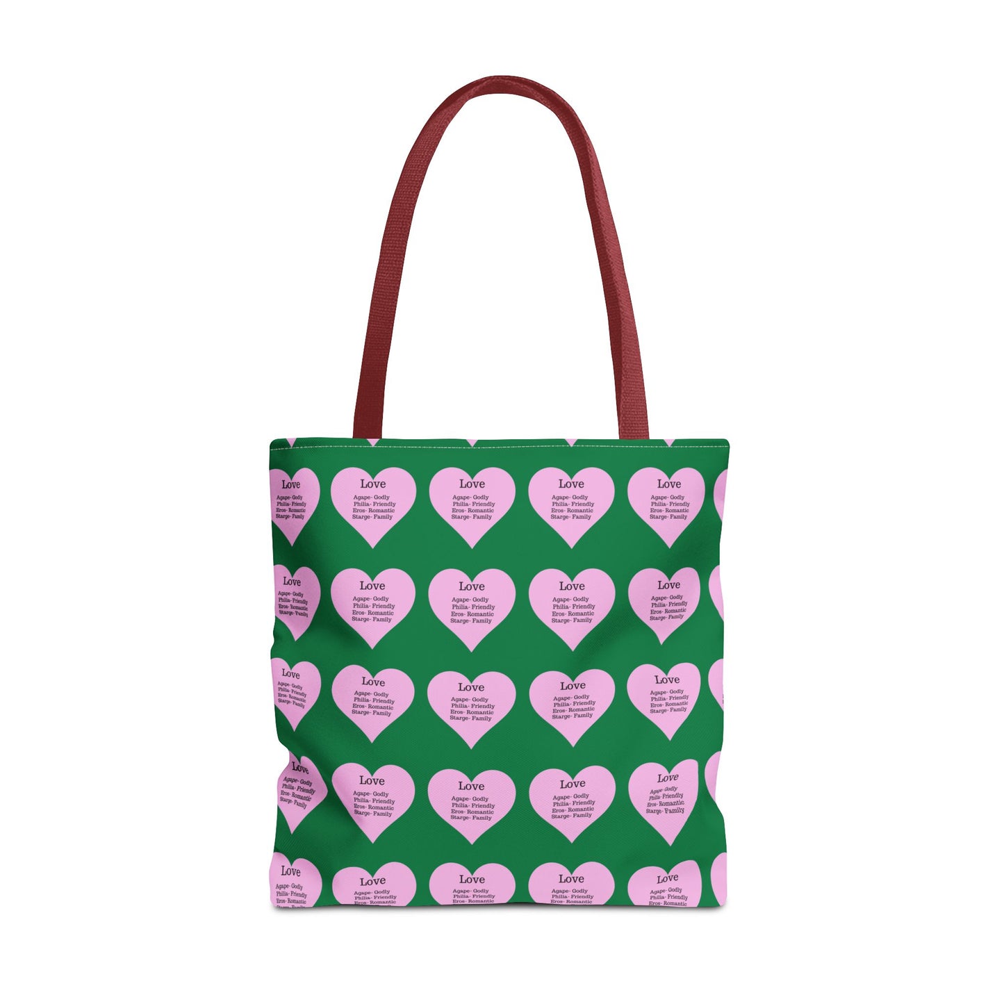 Pink Hearts Tote Bag (Dark green)