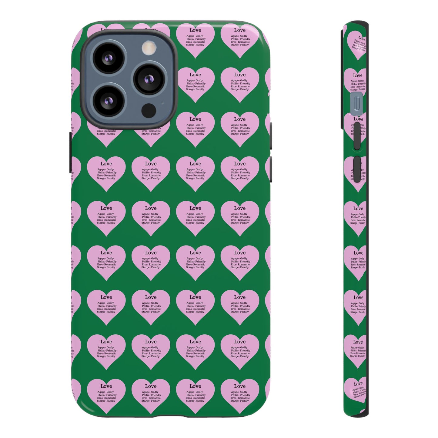 Hearts-A-Flutter Phone Case (iPhone, Google Pixel)(Dark green)