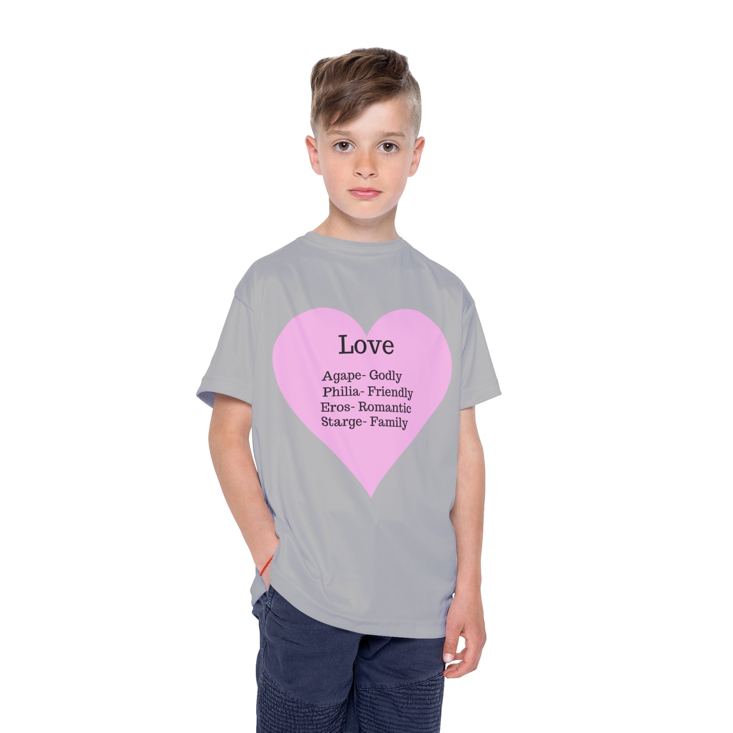 Types of Love Heart Kids Performance Jersey (Light Grey)