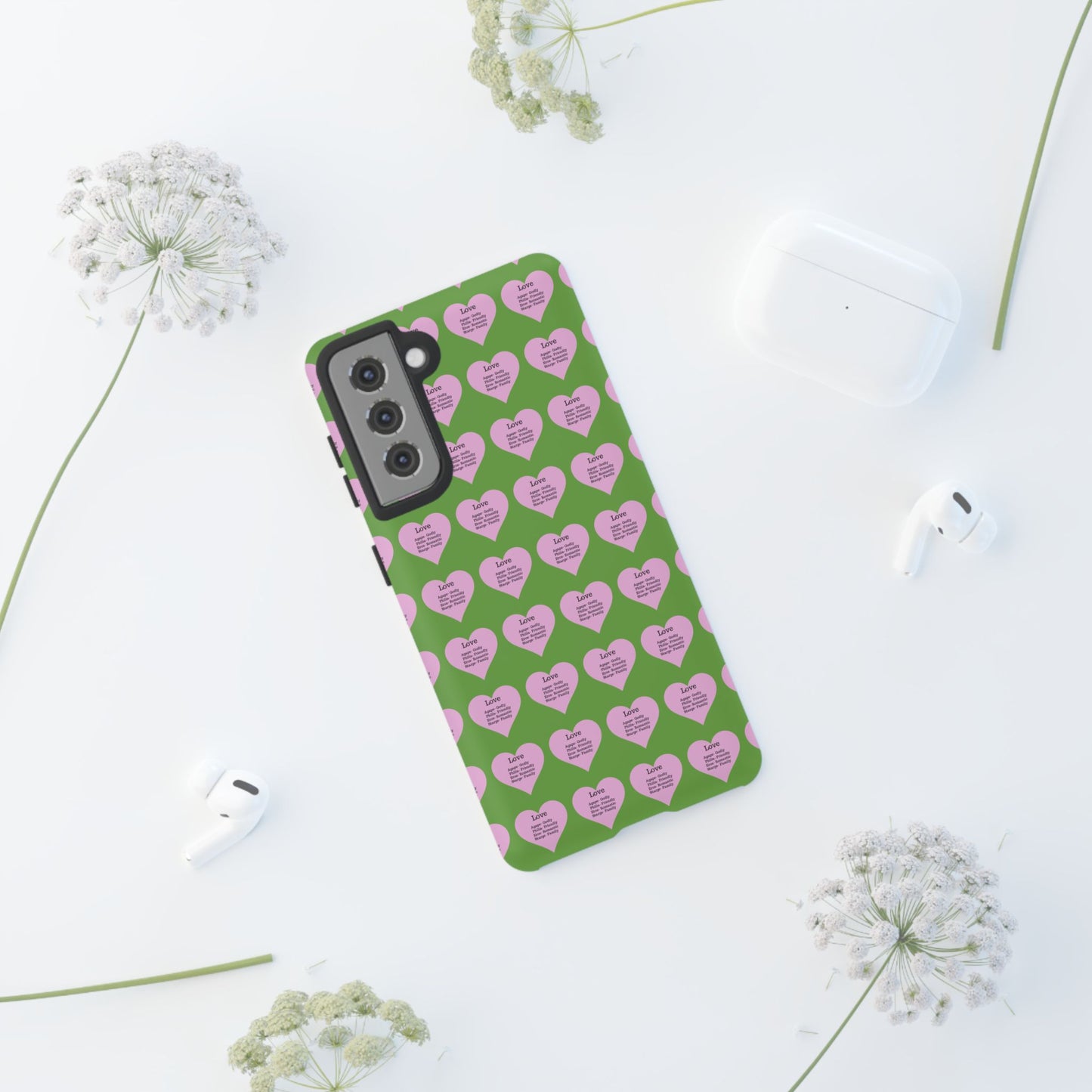 Hearts-A-Flutter Phone Case (Samsung)(Green)