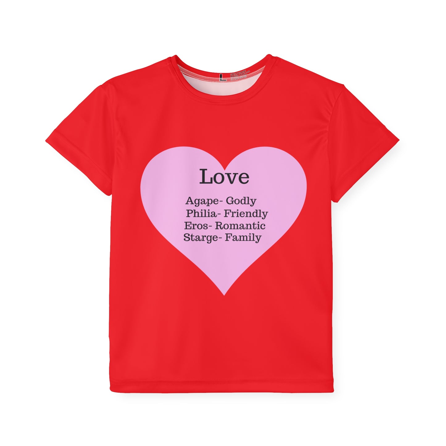 Types of Love Heart Kids Performance Jersey (Red)