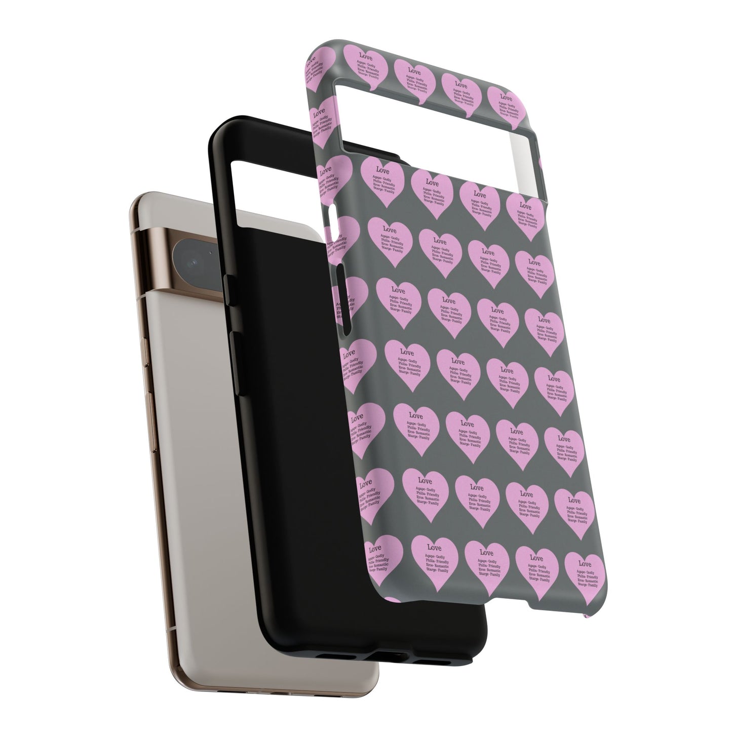 Hearts-A-Flutter Phone Case (iPhone, Google Pixel)(Dark grey)