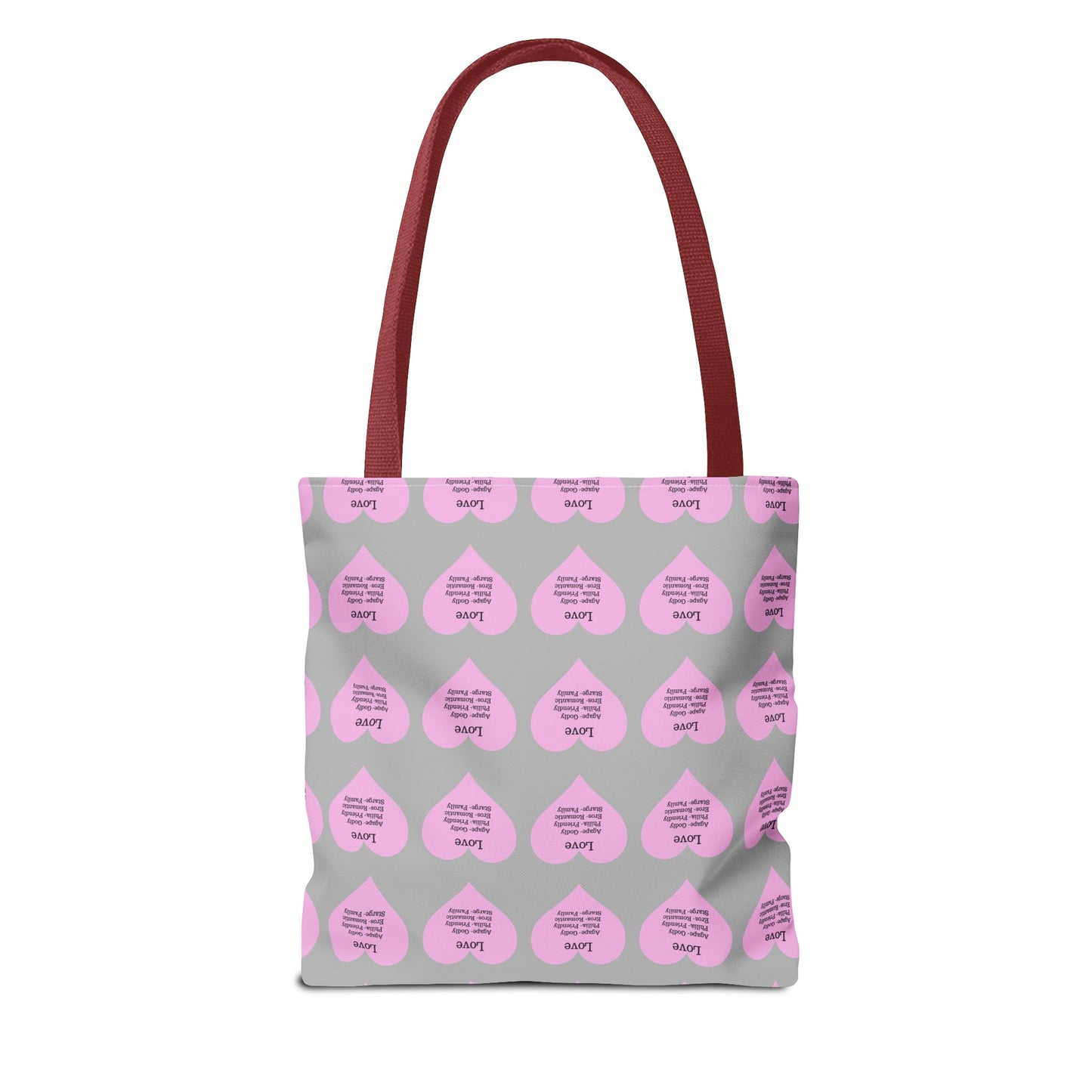 Pink Hearts Tote Bag (Light grey)