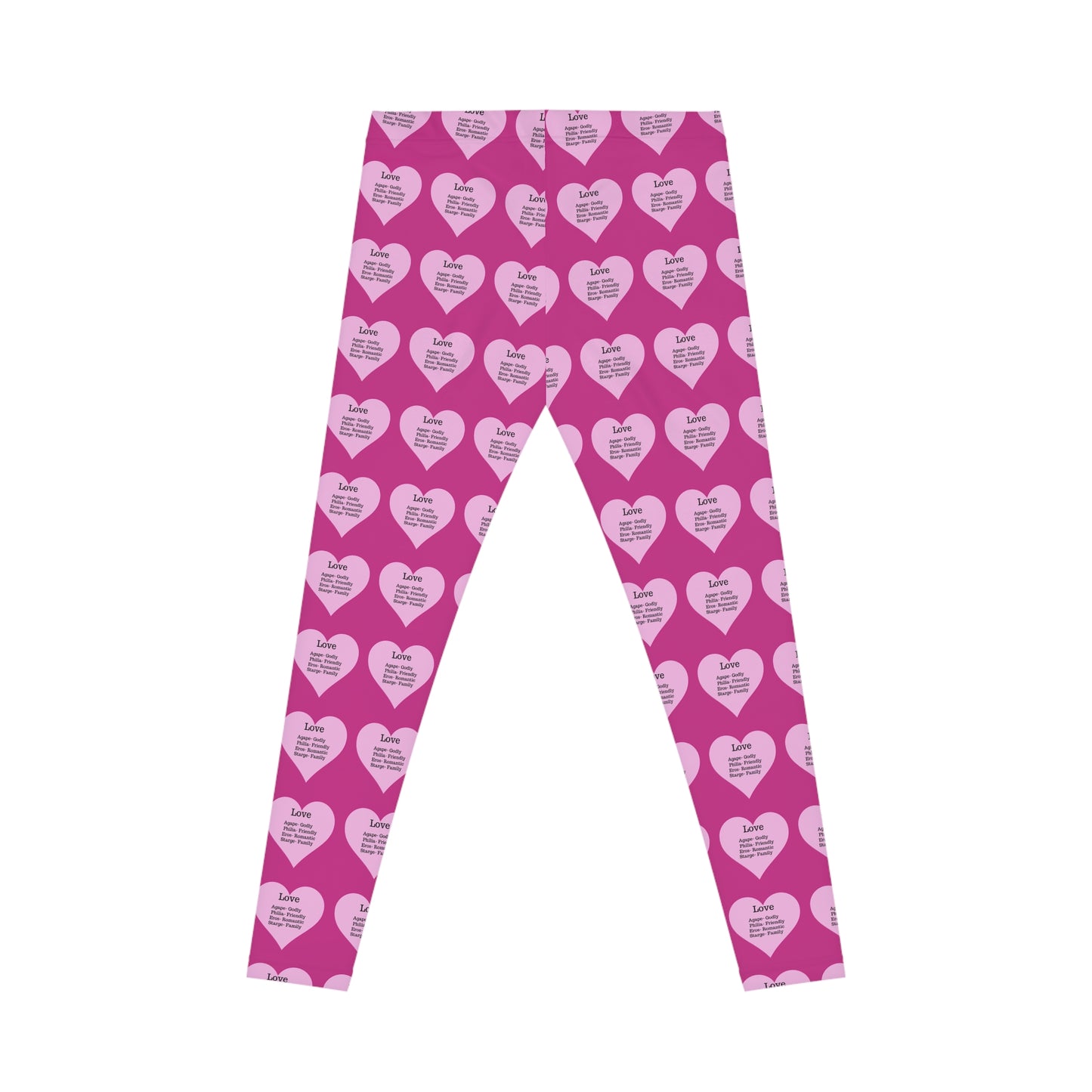 Playful Pink Heart Print Women's Casual Leggings (Pink)