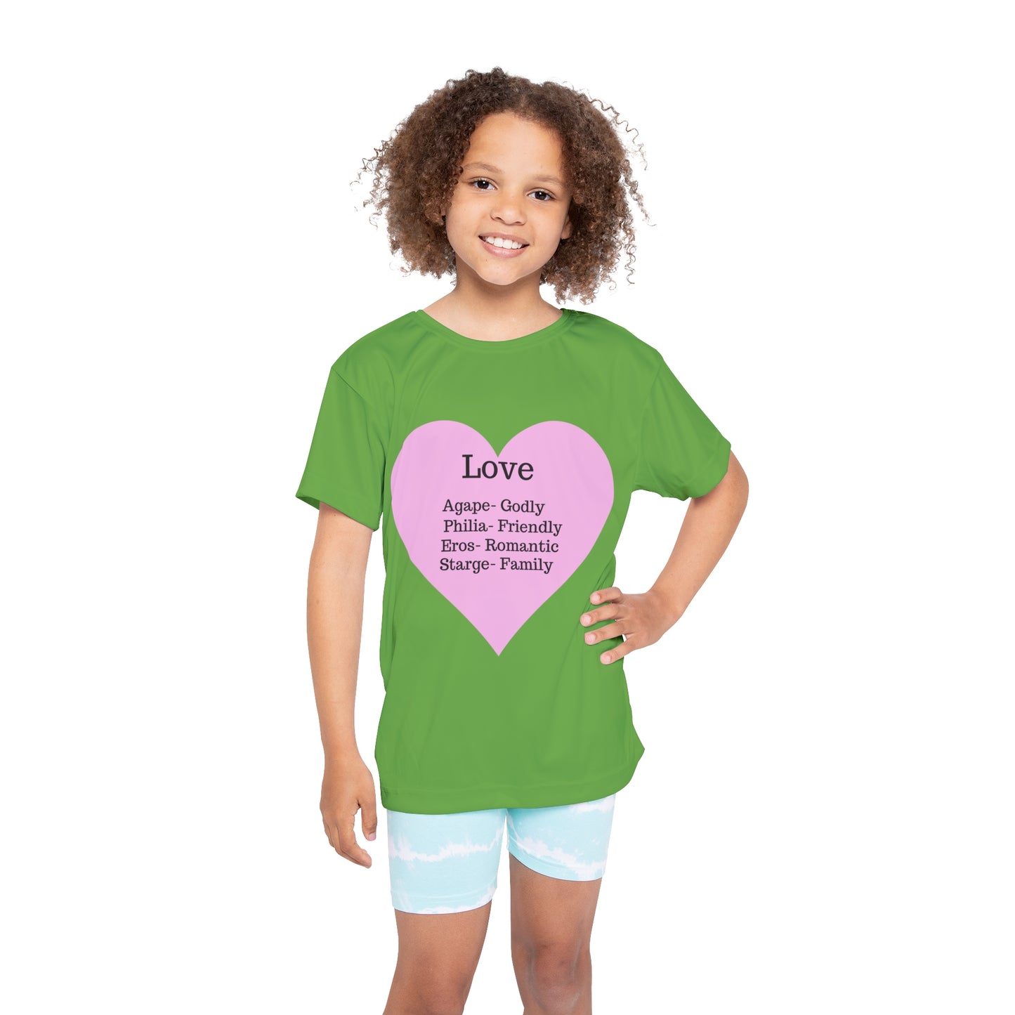 Types of Love Heart Kids Performance Jersey (Green)