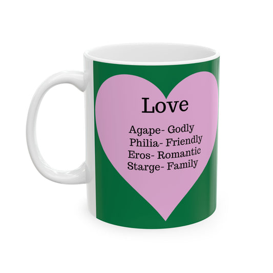 Charming Heart Ceramic Coffee Mug (Dark green)