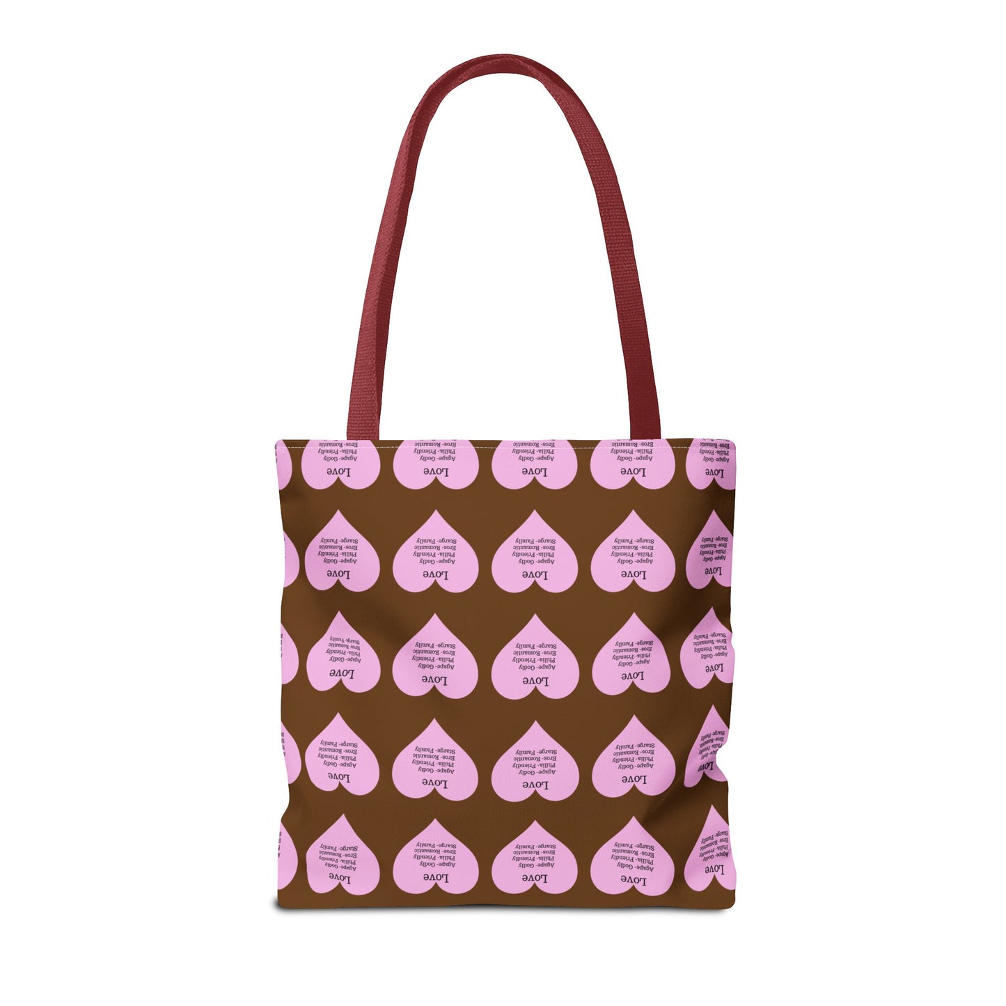 Pink Hearts Tote Bag (Brown)