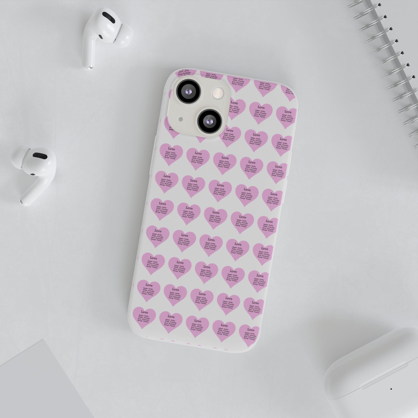 Pink Hearts Transparent Phone Case