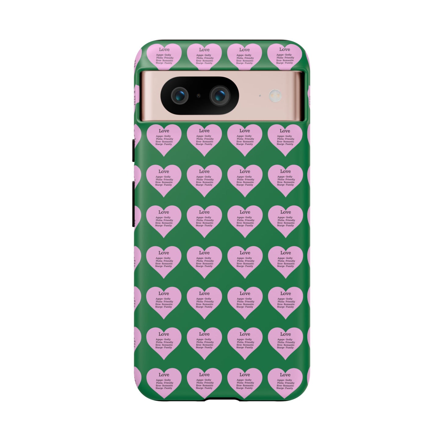 Hearts-A-Flutter Phone Case (iPhone, Google Pixel)(Dark green)