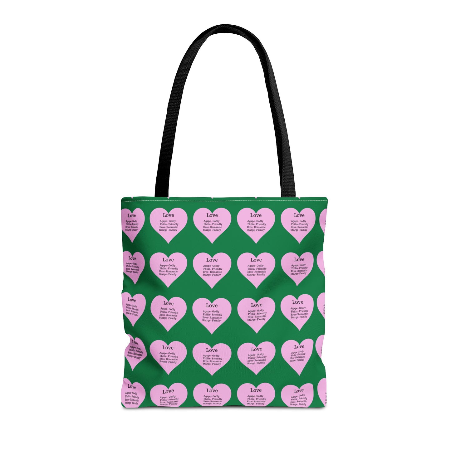 Pink Hearts Tote Bag (Dark green)