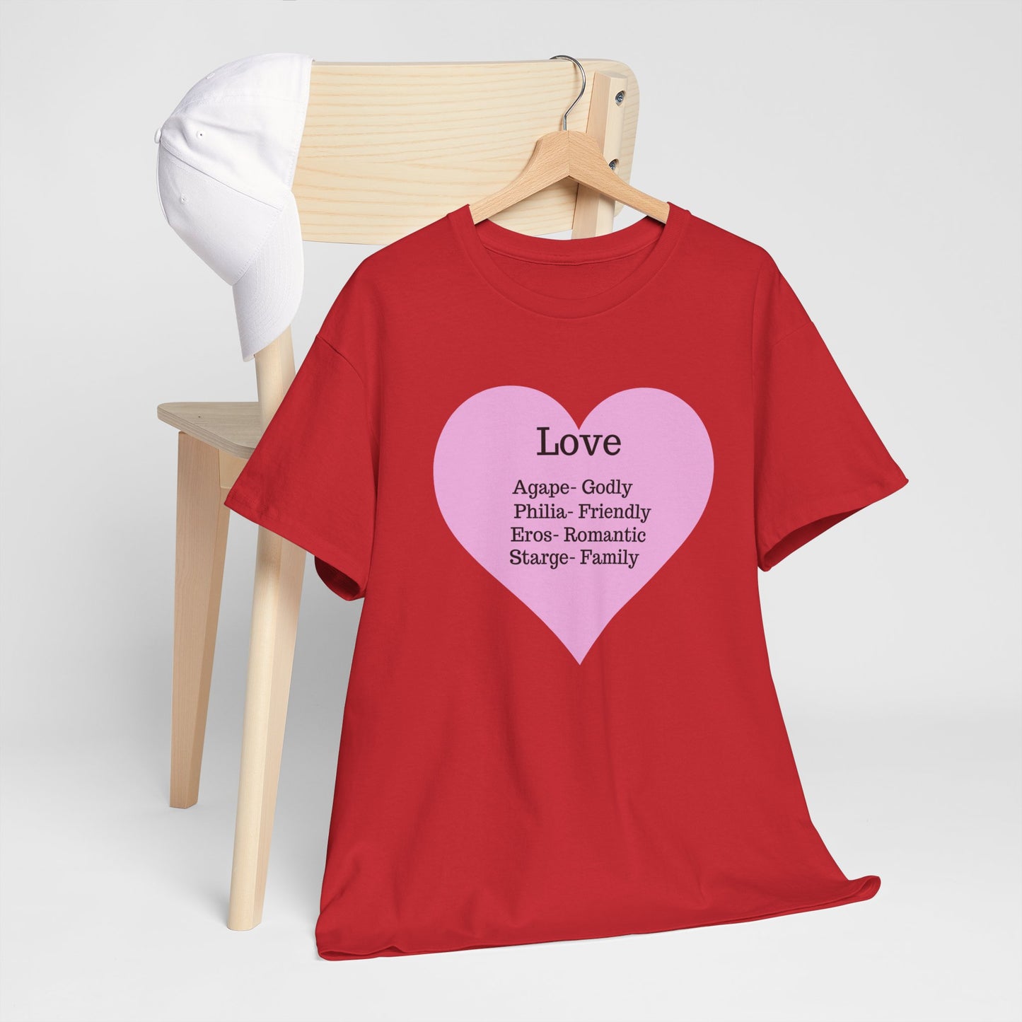 Unisex Love Heart Heavy Cotton T-Shirt - Comfortable Classic Fit Apparel