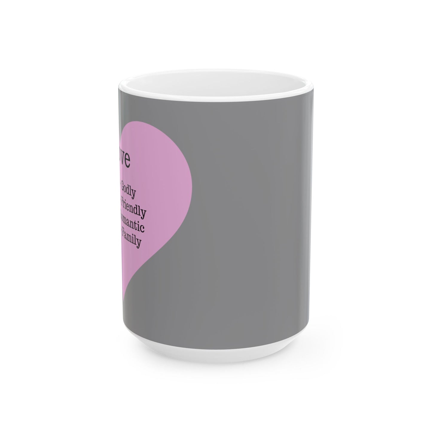 Charming Heart Ceramic Coffee Mug (Grey)