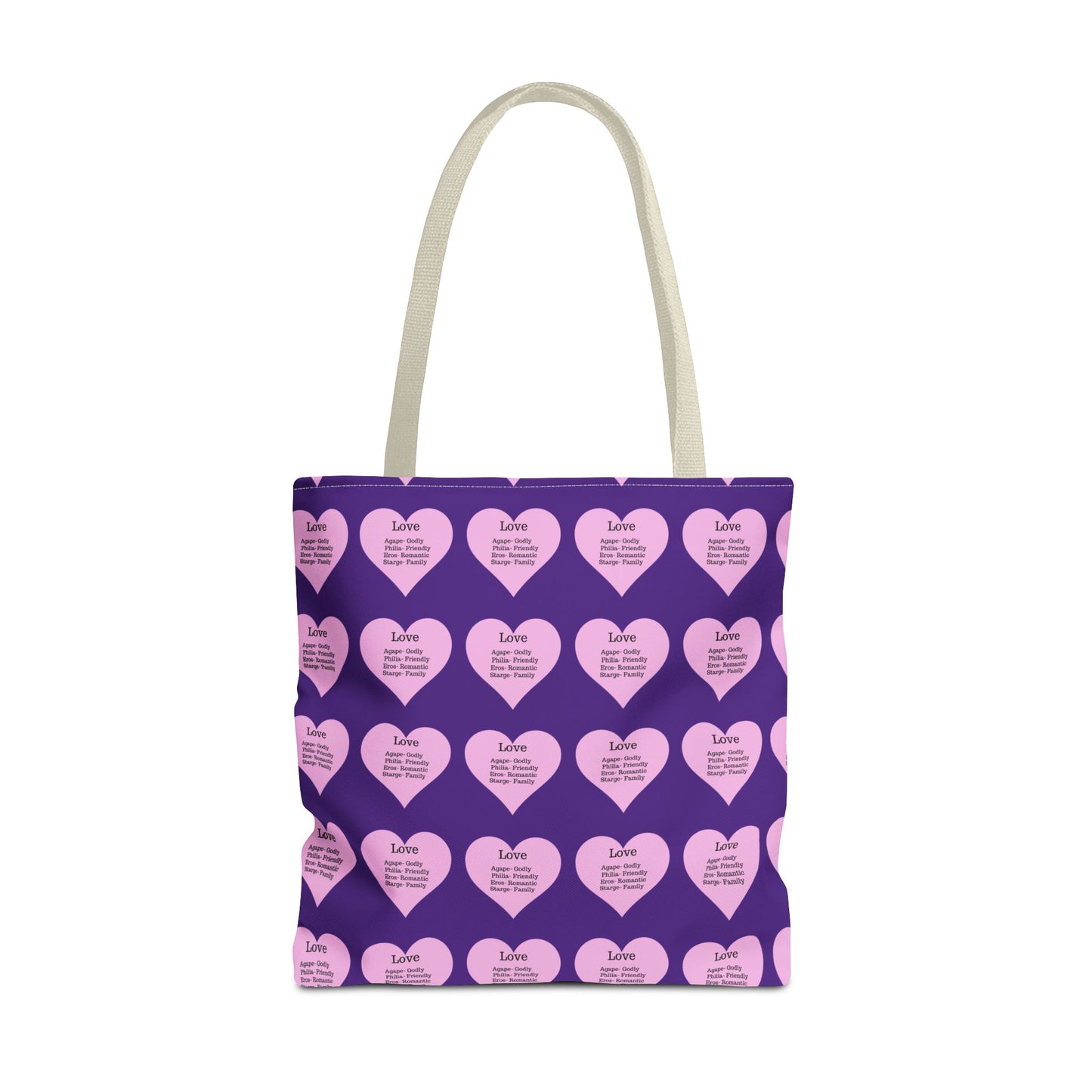 Pink Hearts Tote Bag (Purple)
