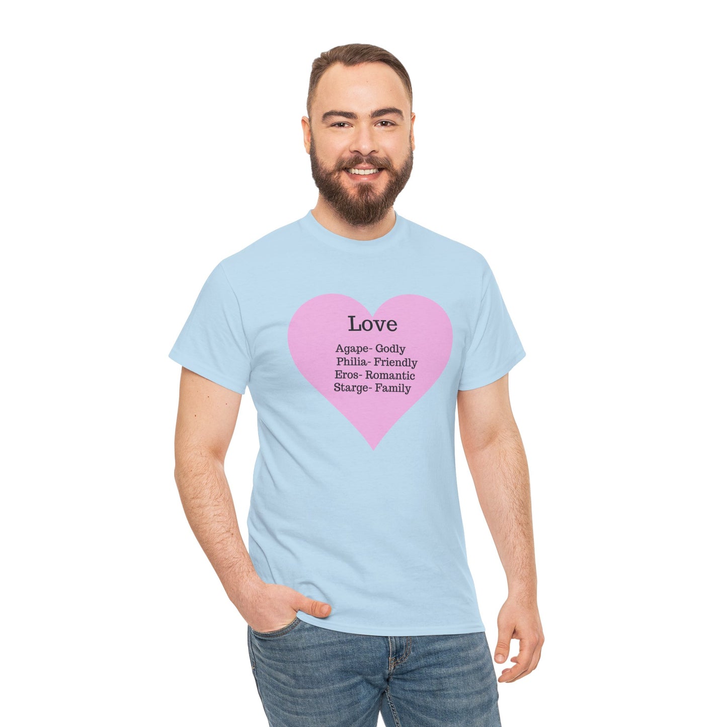 Unisex Love Heart Heavy Cotton T-Shirt - Comfortable Classic Fit Apparel