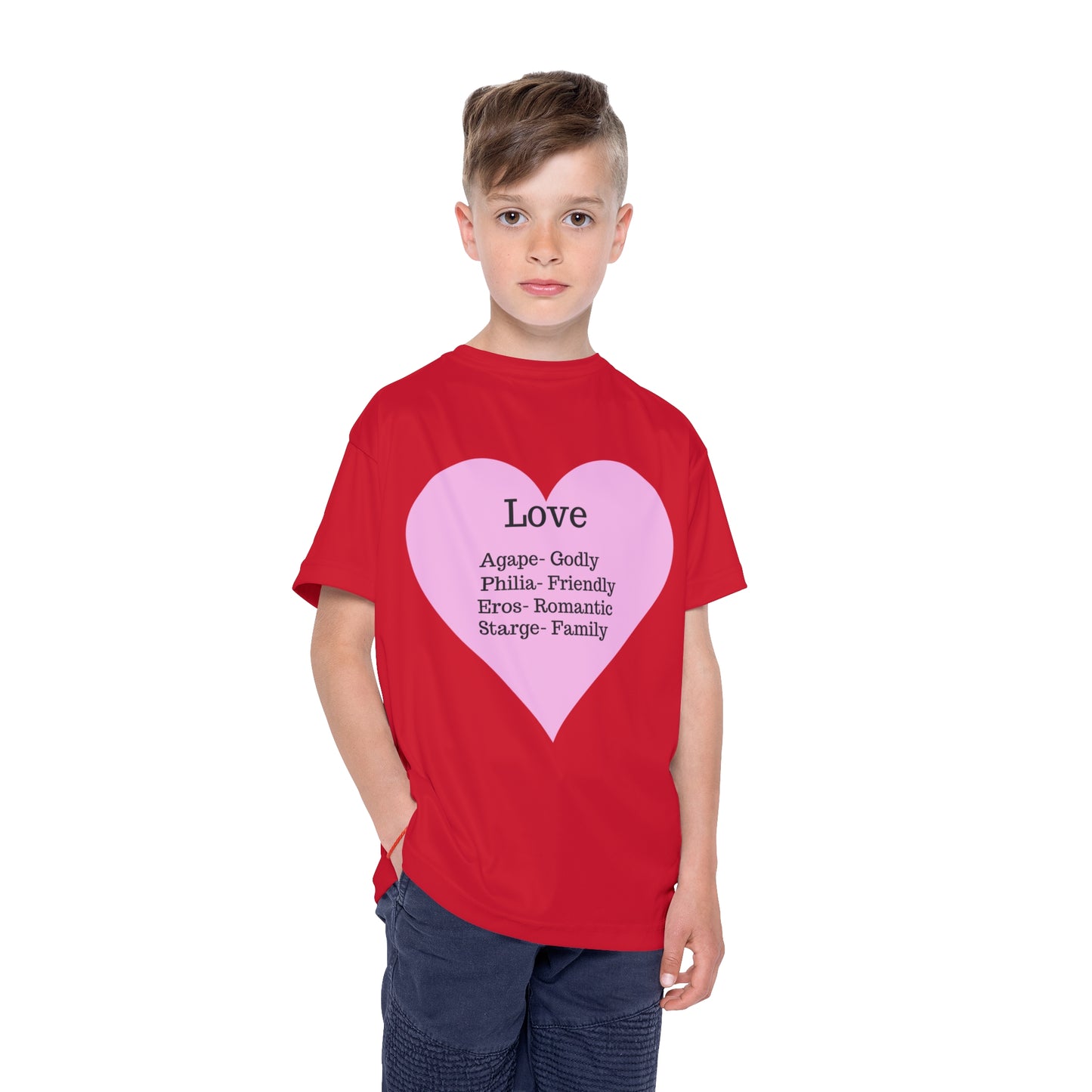 Types of Love Heart Kids Performance Jersey (Dark Red)