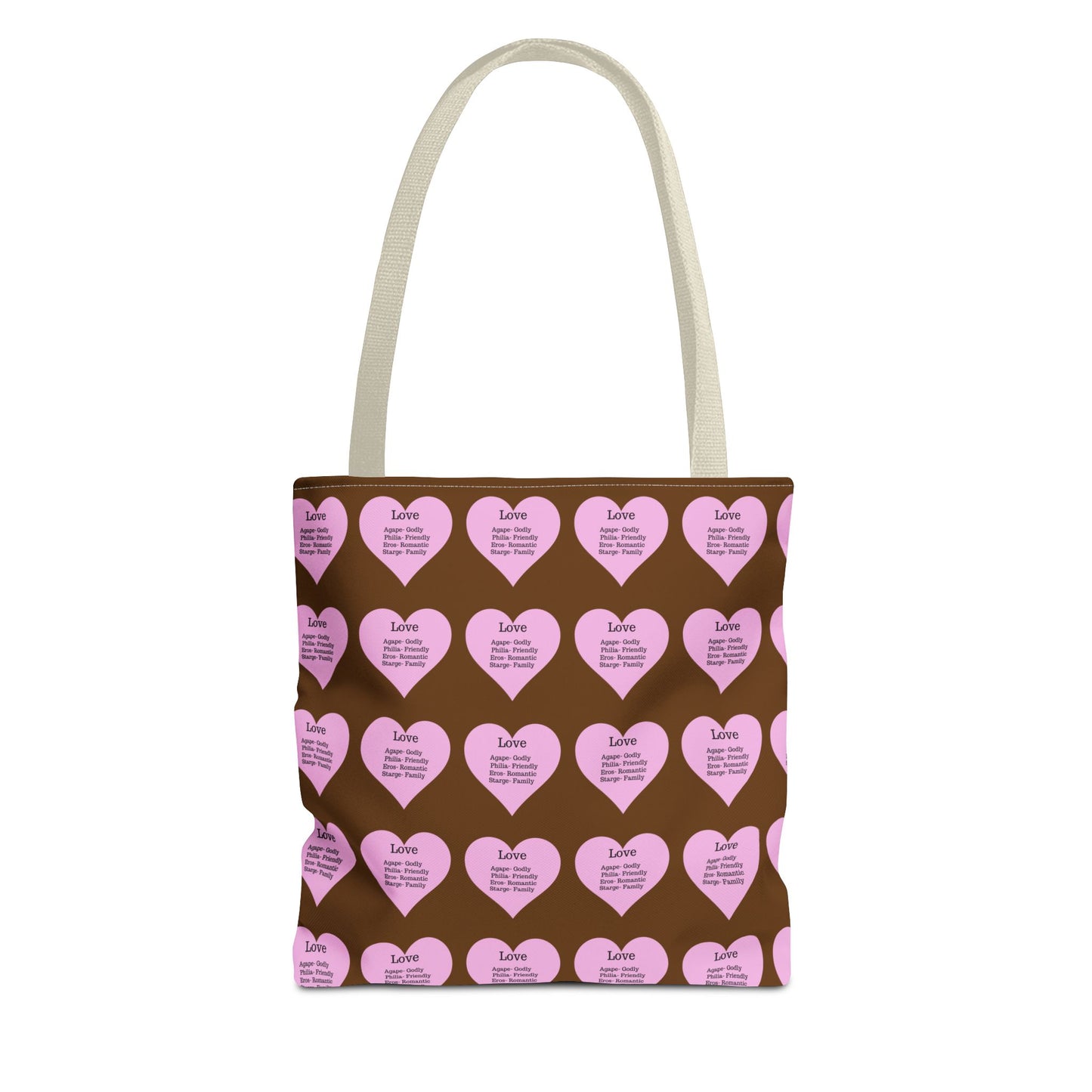 Pink Hearts Tote Bag (Brown)