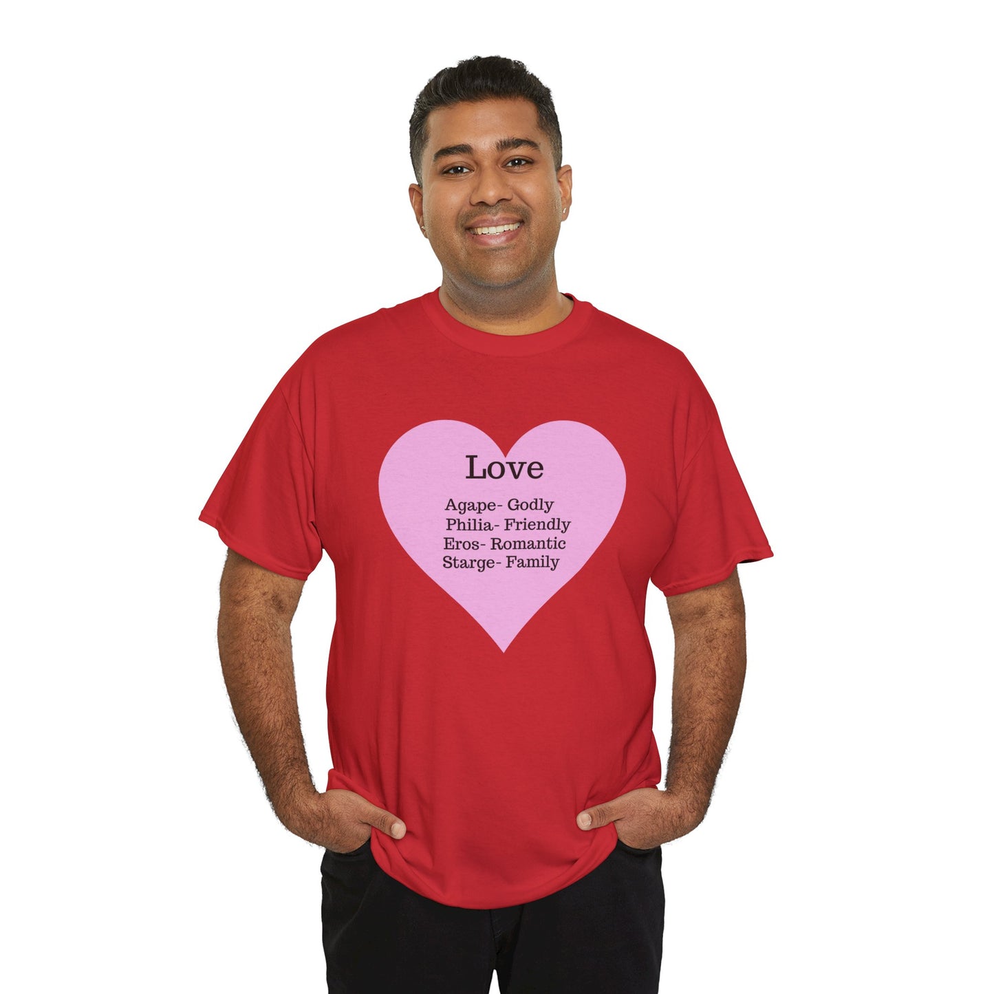 Unisex Love Heart Heavy Cotton T-Shirt - Comfortable Classic Fit Apparel