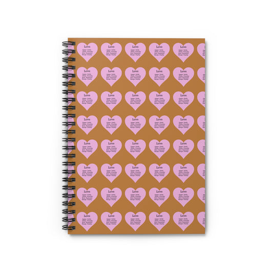 Charming Heart Spiral Notebook Pattern - Ruled Pages (Light brown)
