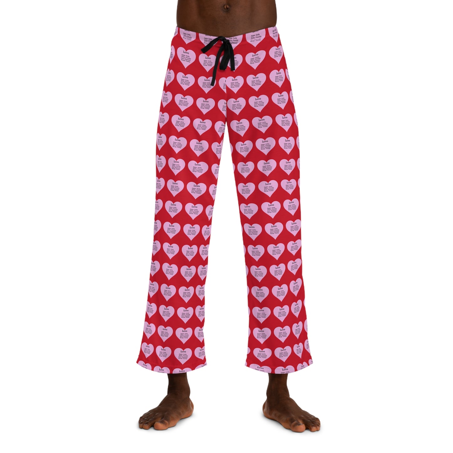 Men's All-Over Print Pajama Pants (Dark Red)