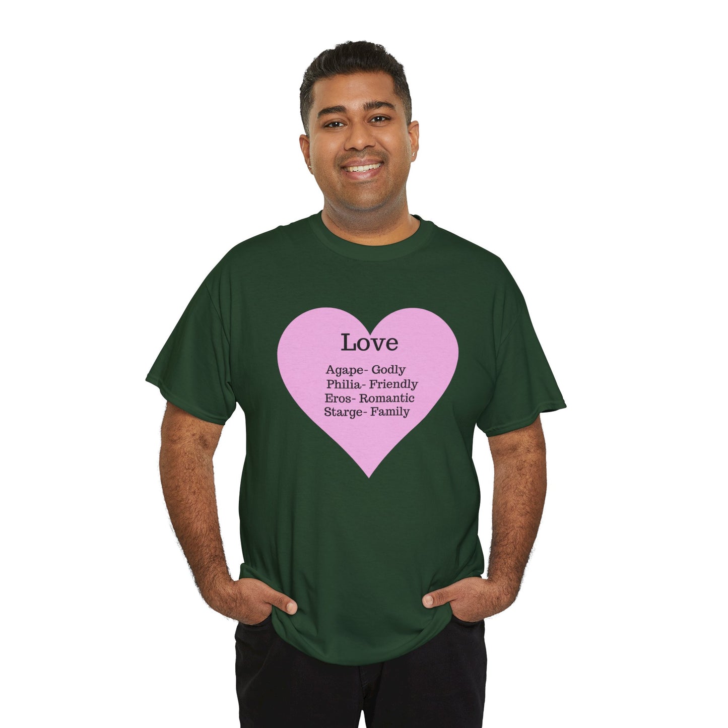Unisex Love Heart Heavy Cotton T-Shirt - Comfortable Classic Fit Apparel