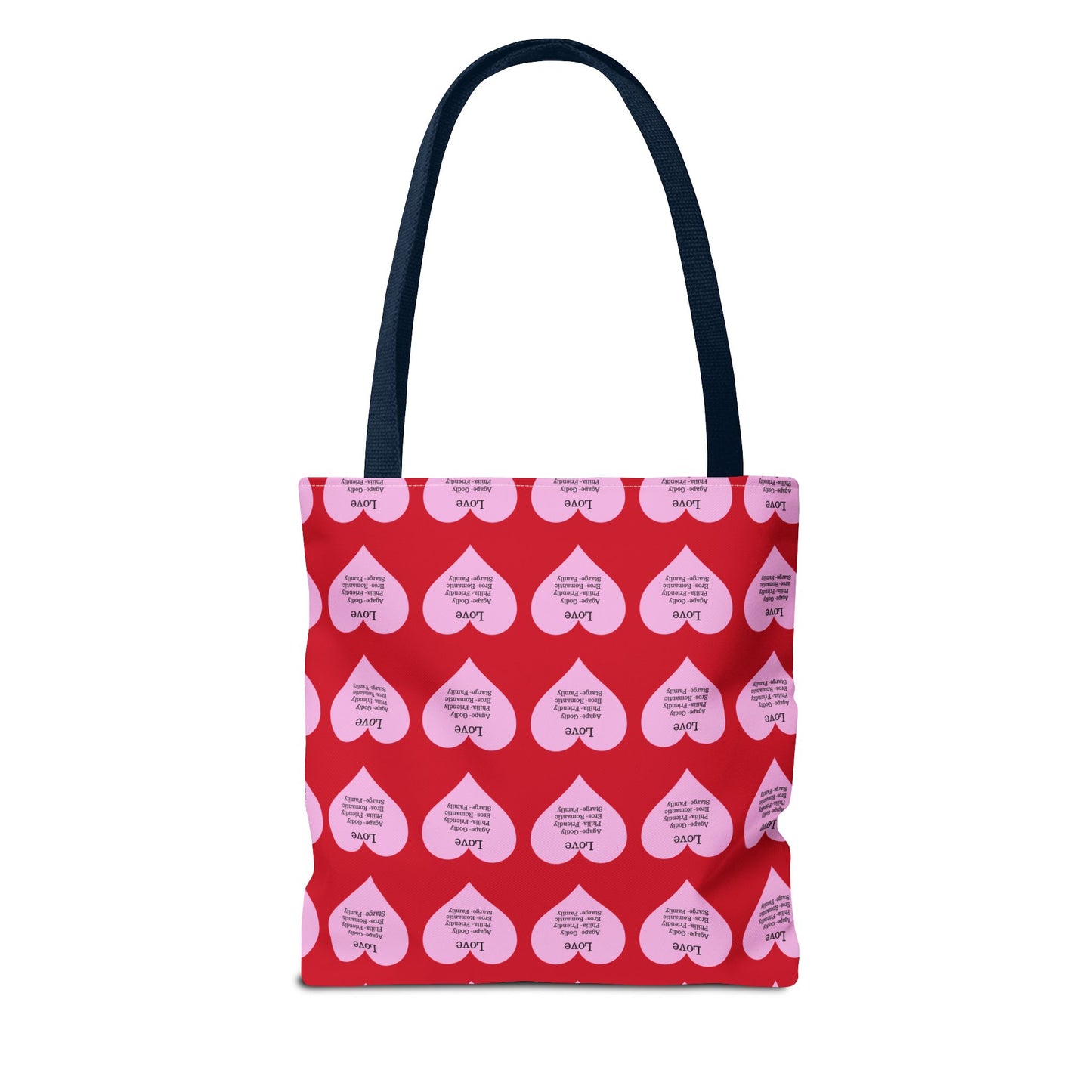 Pink Hearts Tote Bag (Dark red)