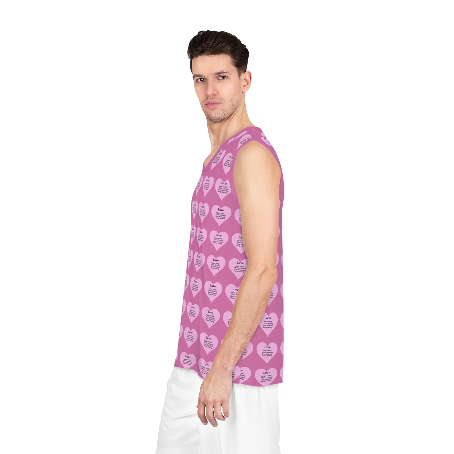 Love Heart All-Over-Print Basketball Jersey (Light Pink)