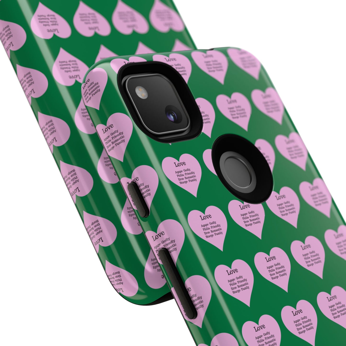 Hearts-A-Flutter Phone Case (iPhone, Google Pixel)(Dark green)