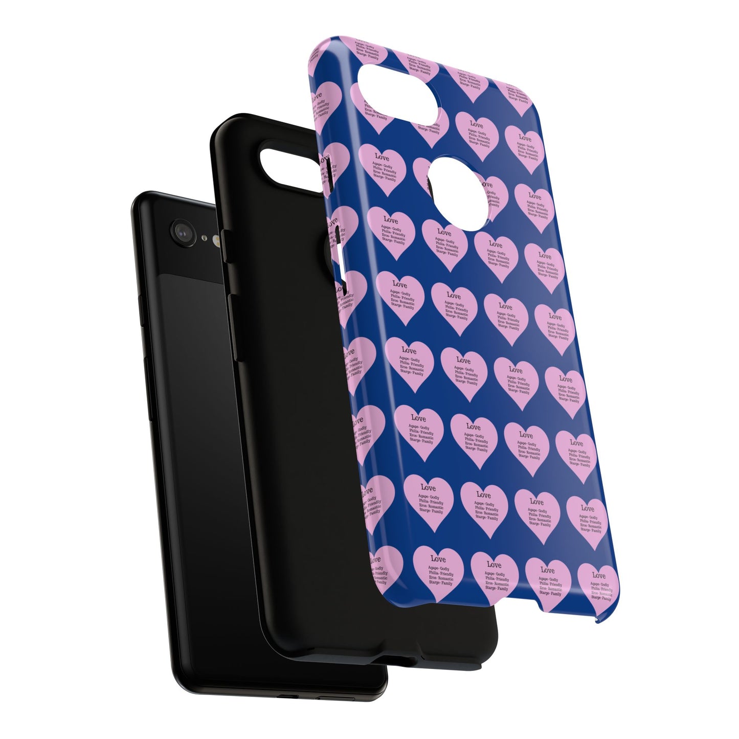 Hearts-A-Flutter Phone Case (iPhone, Google Pixel)(Dark blue)