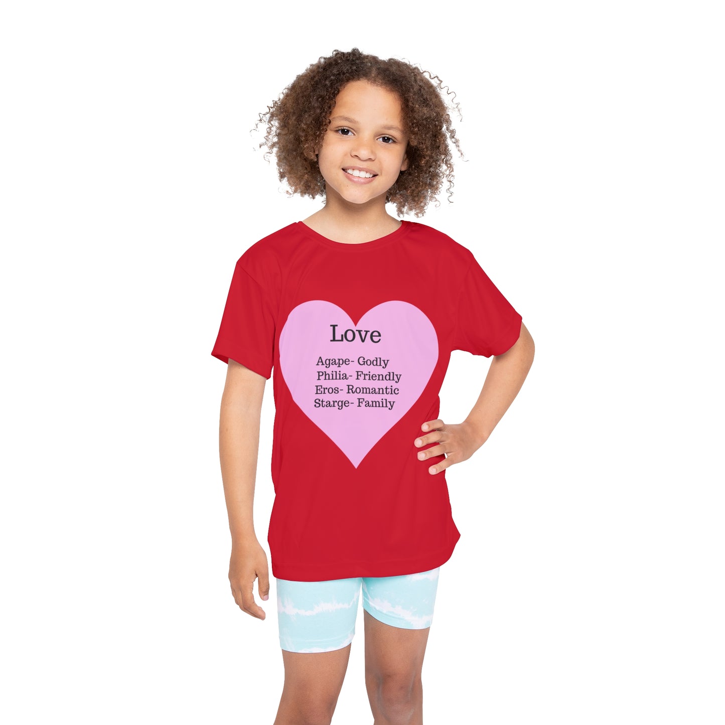 Types of Love Heart Kids Performance Jersey (Dark Red)