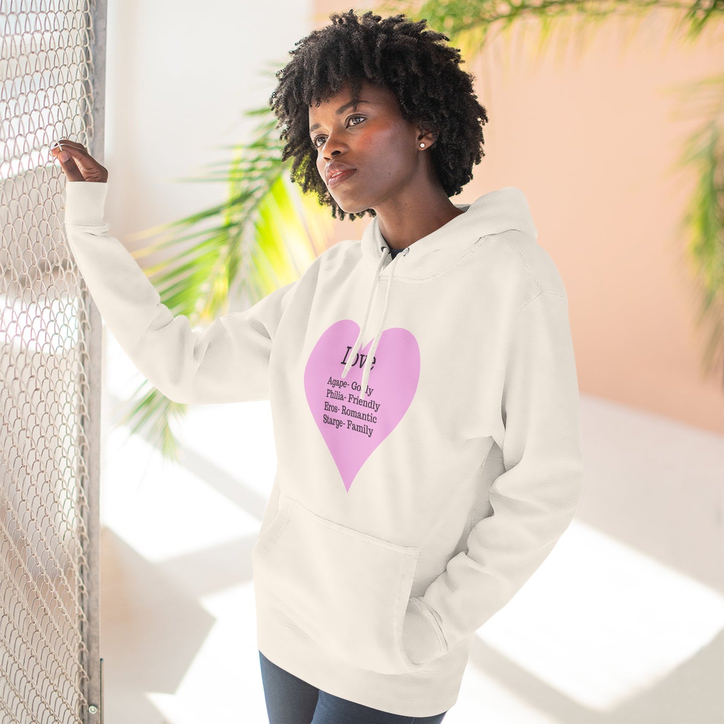 Cozy Heartfelt Love Fleece Hoodie | Soft Three-Panel Everyday Comfort
