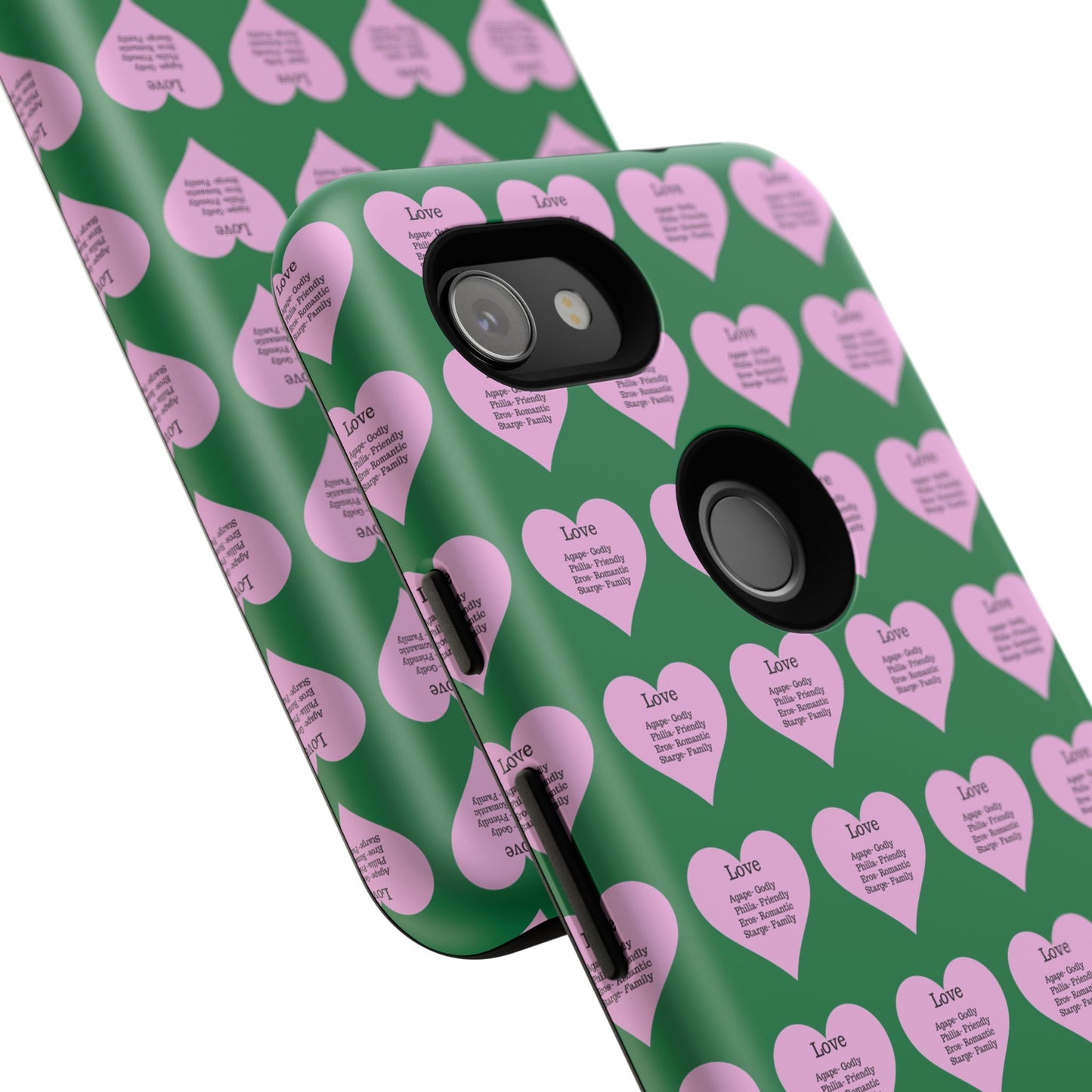 Hearts-A-Flutter Phone Case (iPhone, Google Pixel)(Dark green)