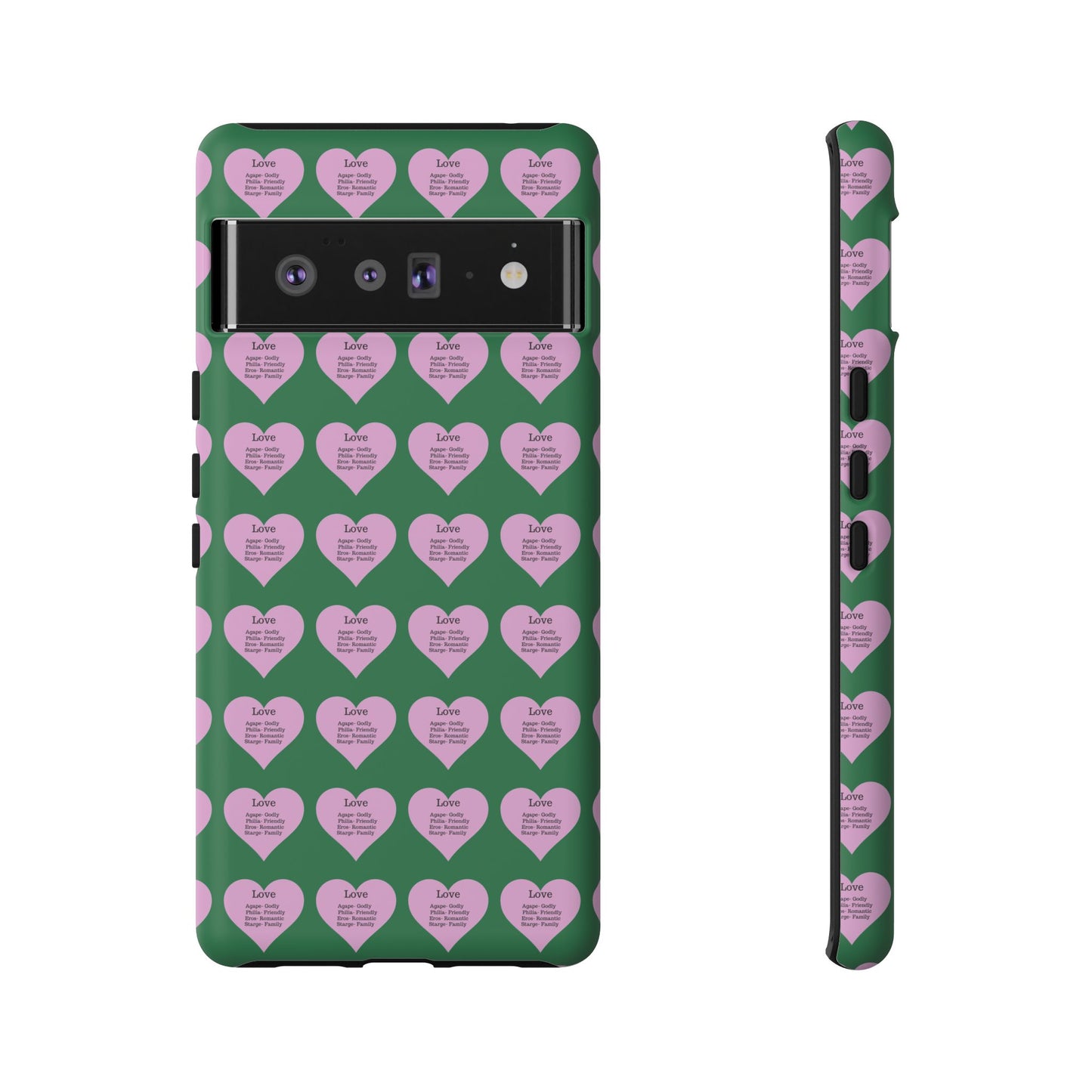 Hearts-A-Flutter Phone Case (iPhone, Google Pixel)(Dark green)