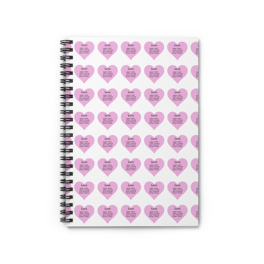 Charming Heart Spiral Notebook Pattern - Ruled Pages (White)