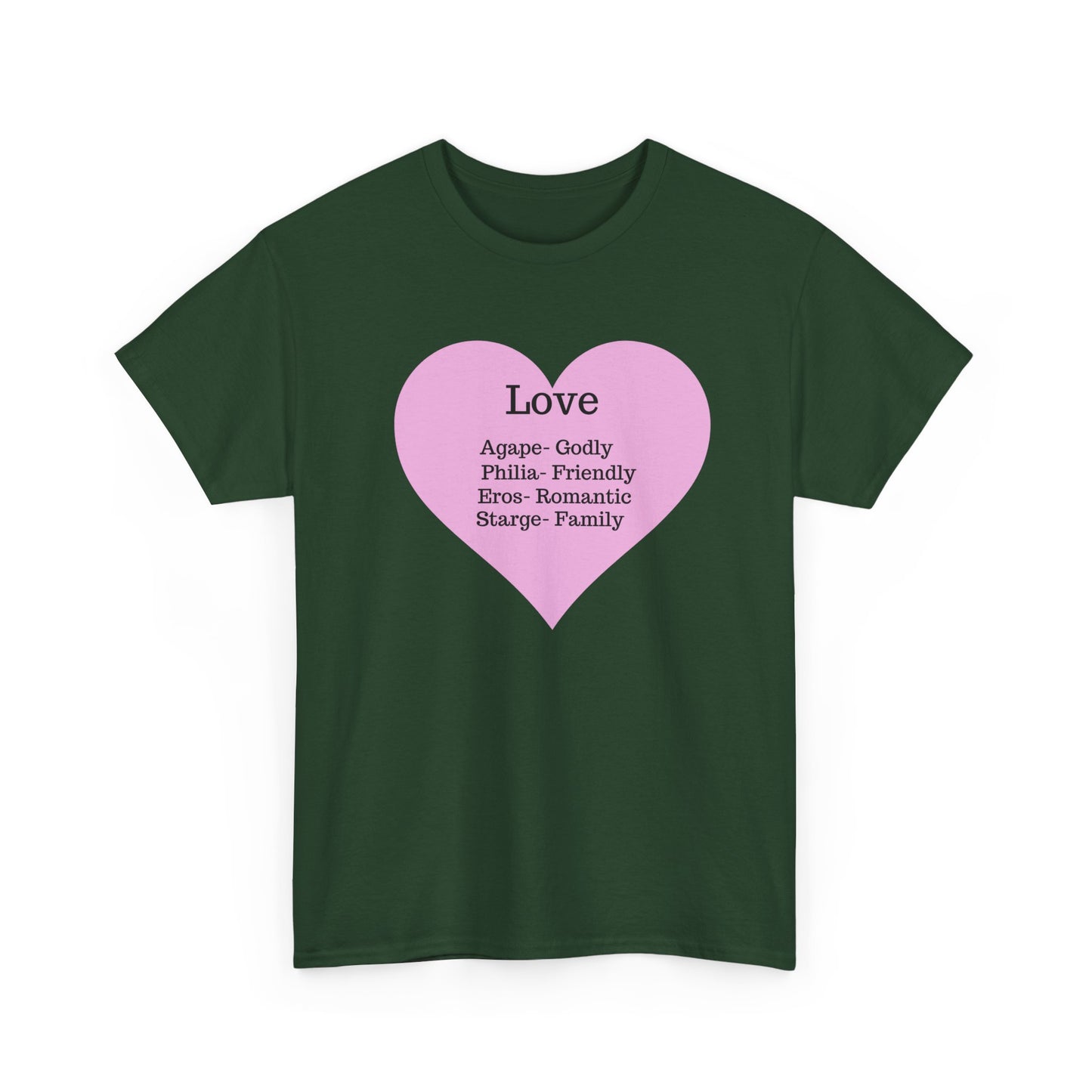 Unisex Love Heart Heavy Cotton T-Shirt - Comfortable Classic Fit Apparel