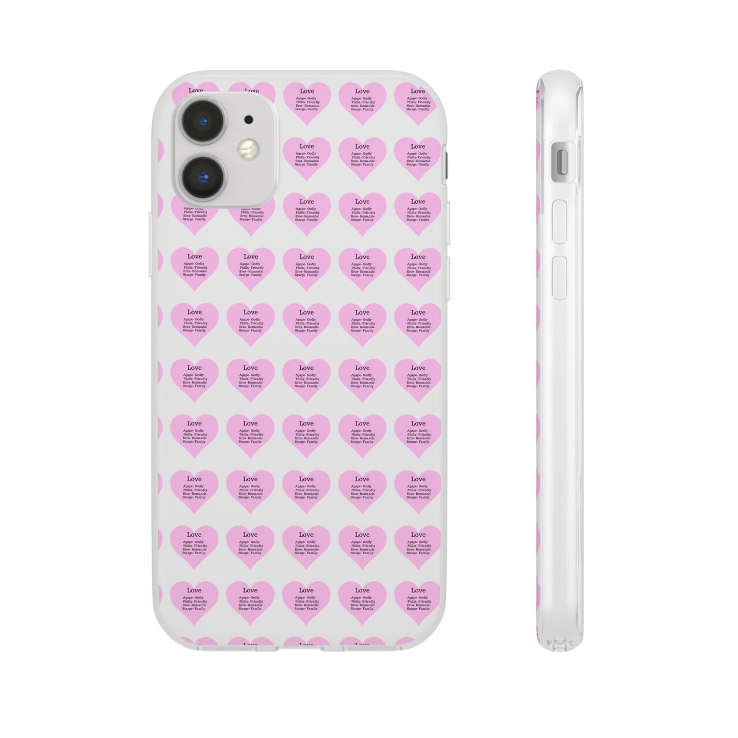 Pink Hearts Transparent Phone Case