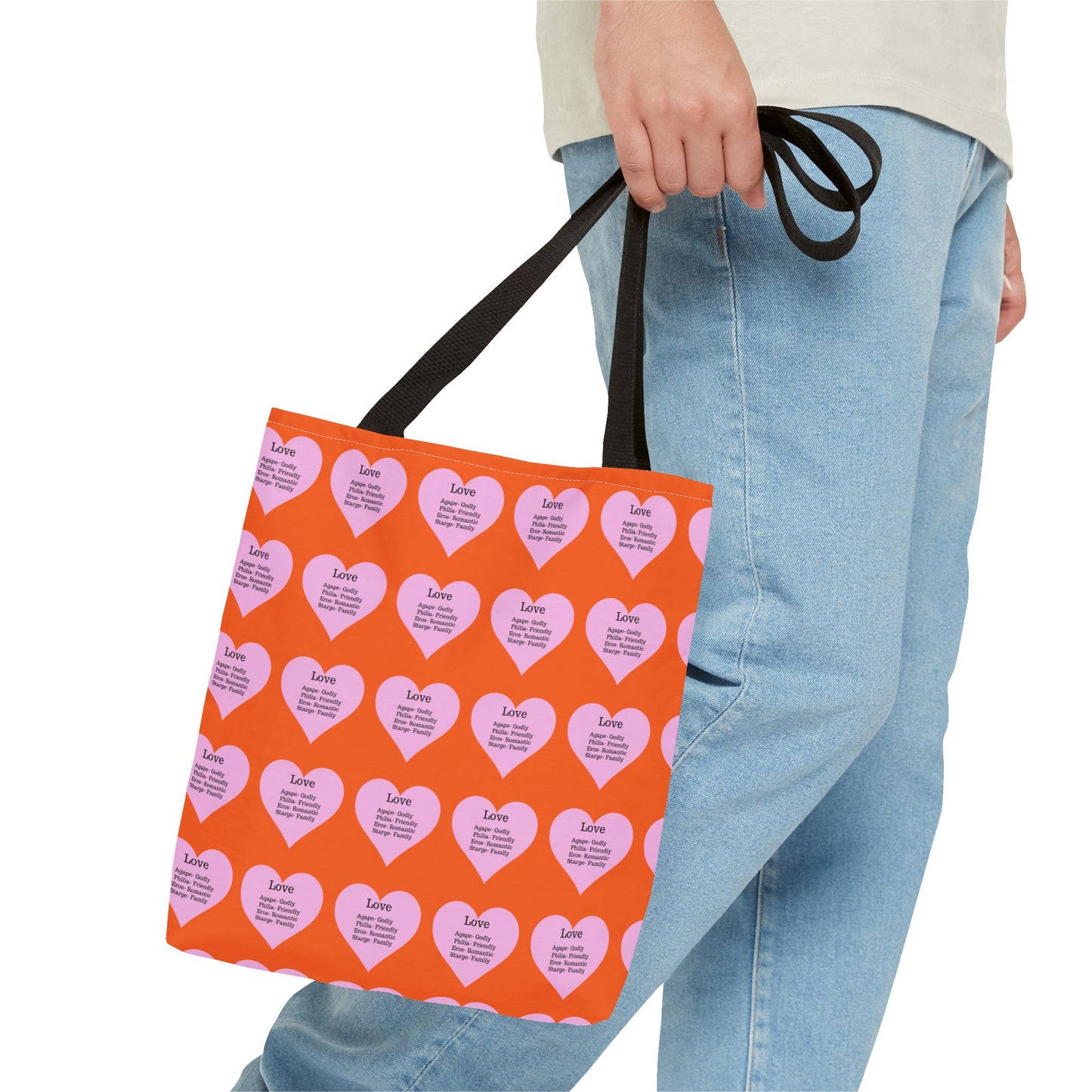 Pink Hearts Tote Bag (Orange)