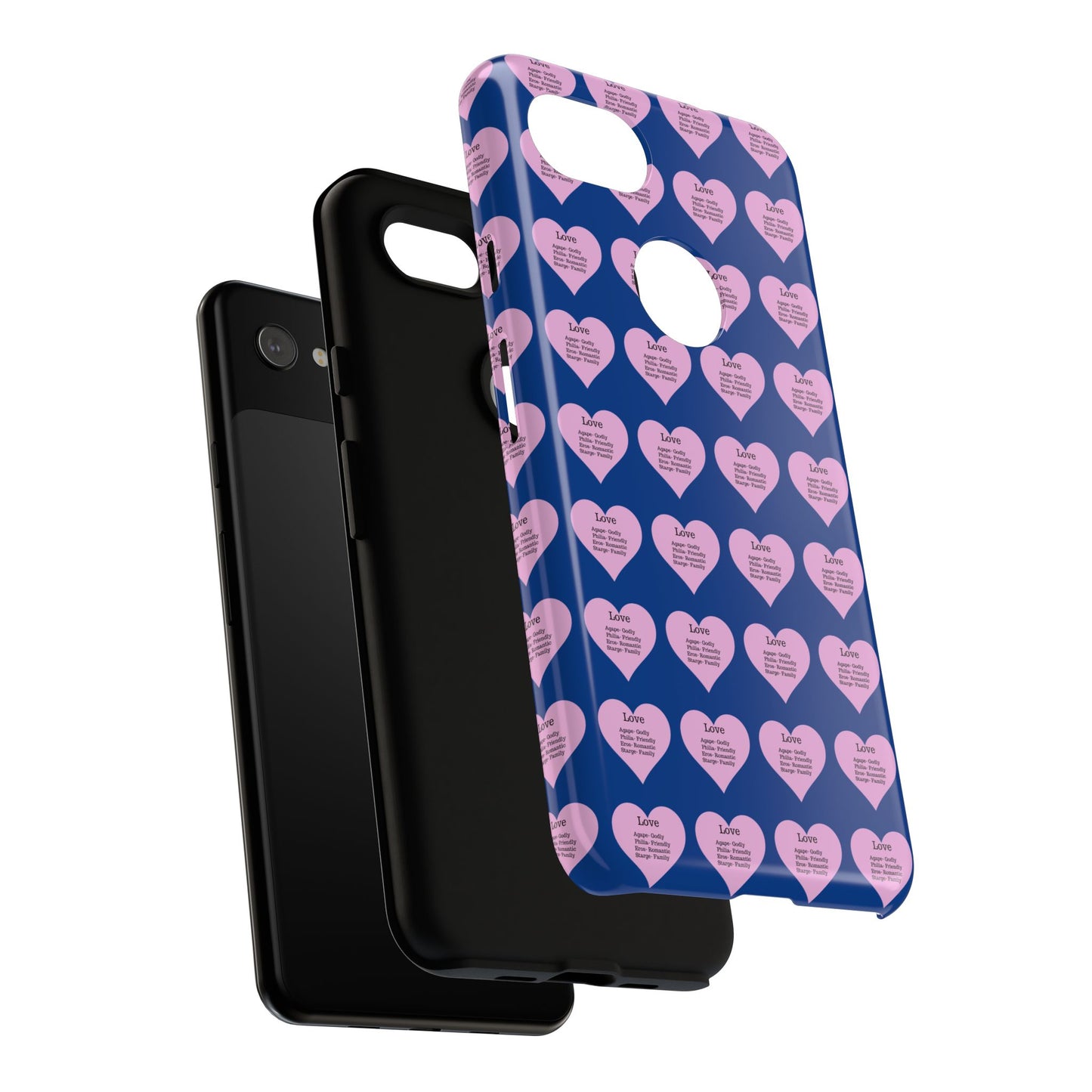 Hearts-A-Flutter Phone Case (iPhone, Google Pixel)(Dark blue)