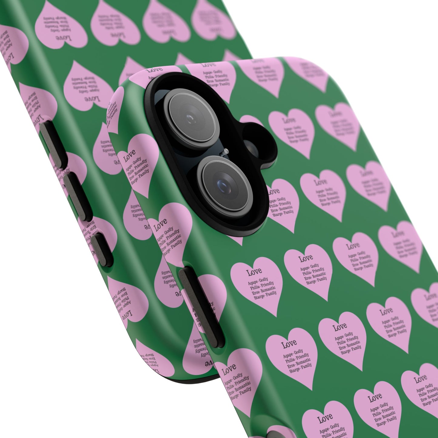 Hearts-A-Flutter Phone Case (iPhone, Google Pixel)(Dark green)