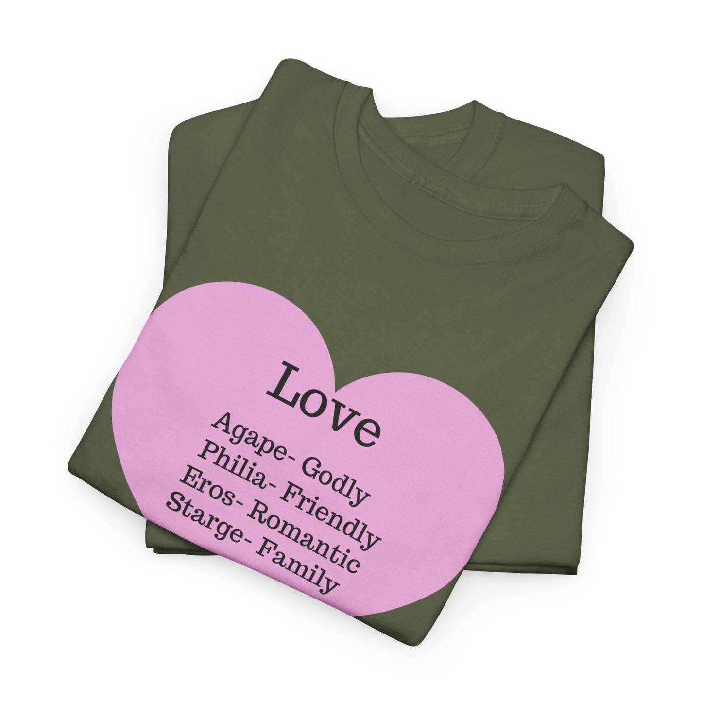 Unisex Love Heart Heavy Cotton T-Shirt - Comfortable Classic Fit Apparel