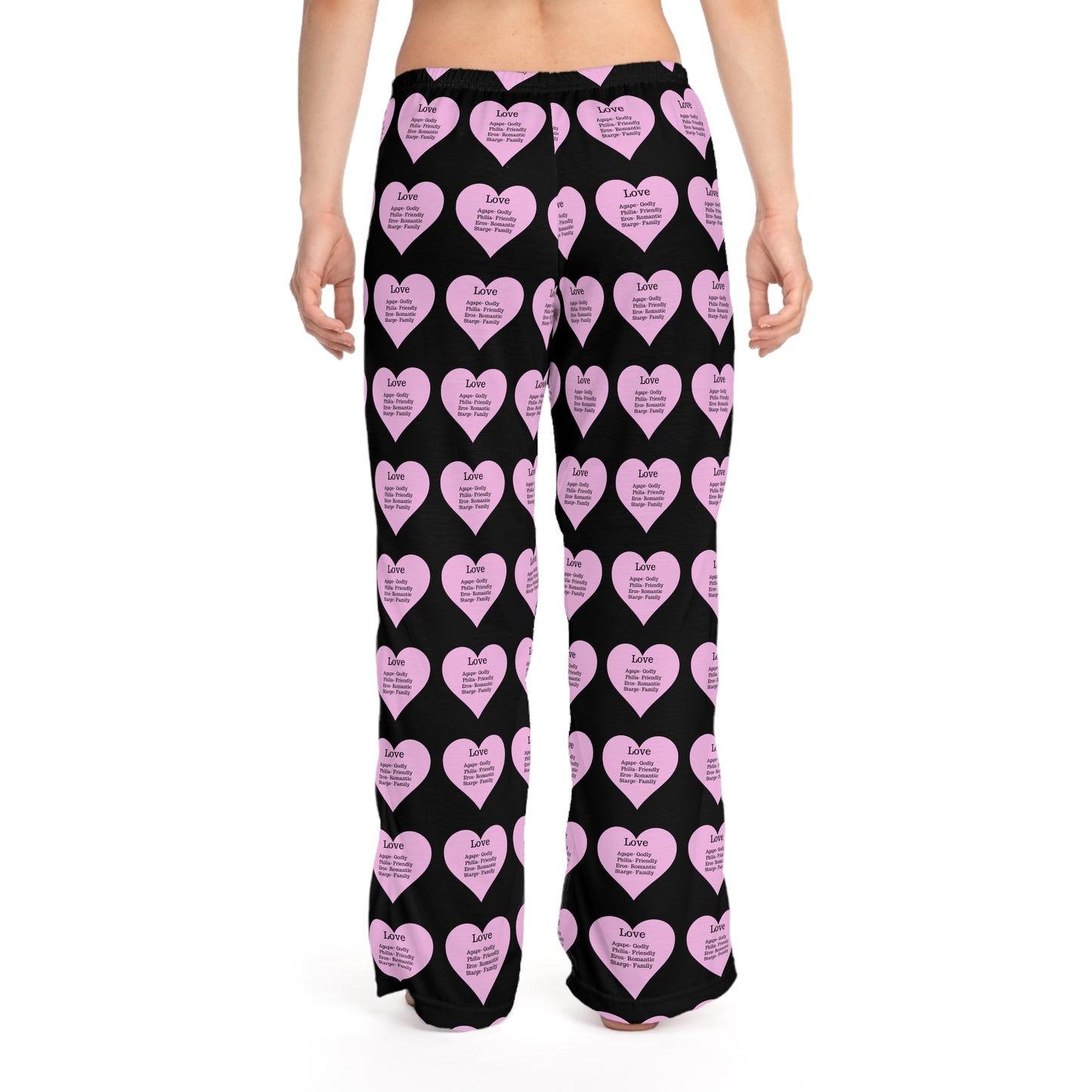 Cozy Heart Print Women's Pajama Pants (Black)