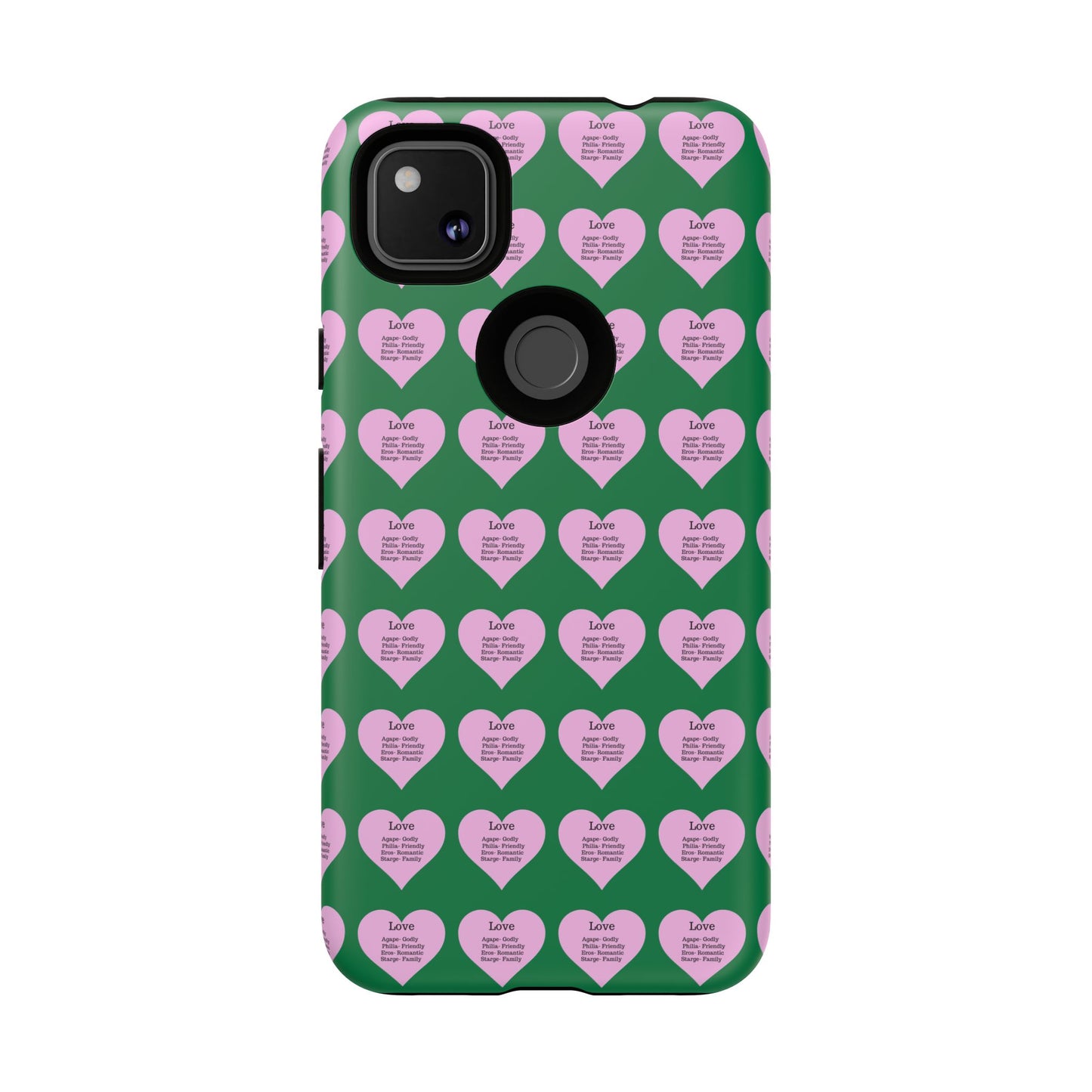 Hearts-A-Flutter Phone Case (iPhone, Google Pixel)(Dark green)
